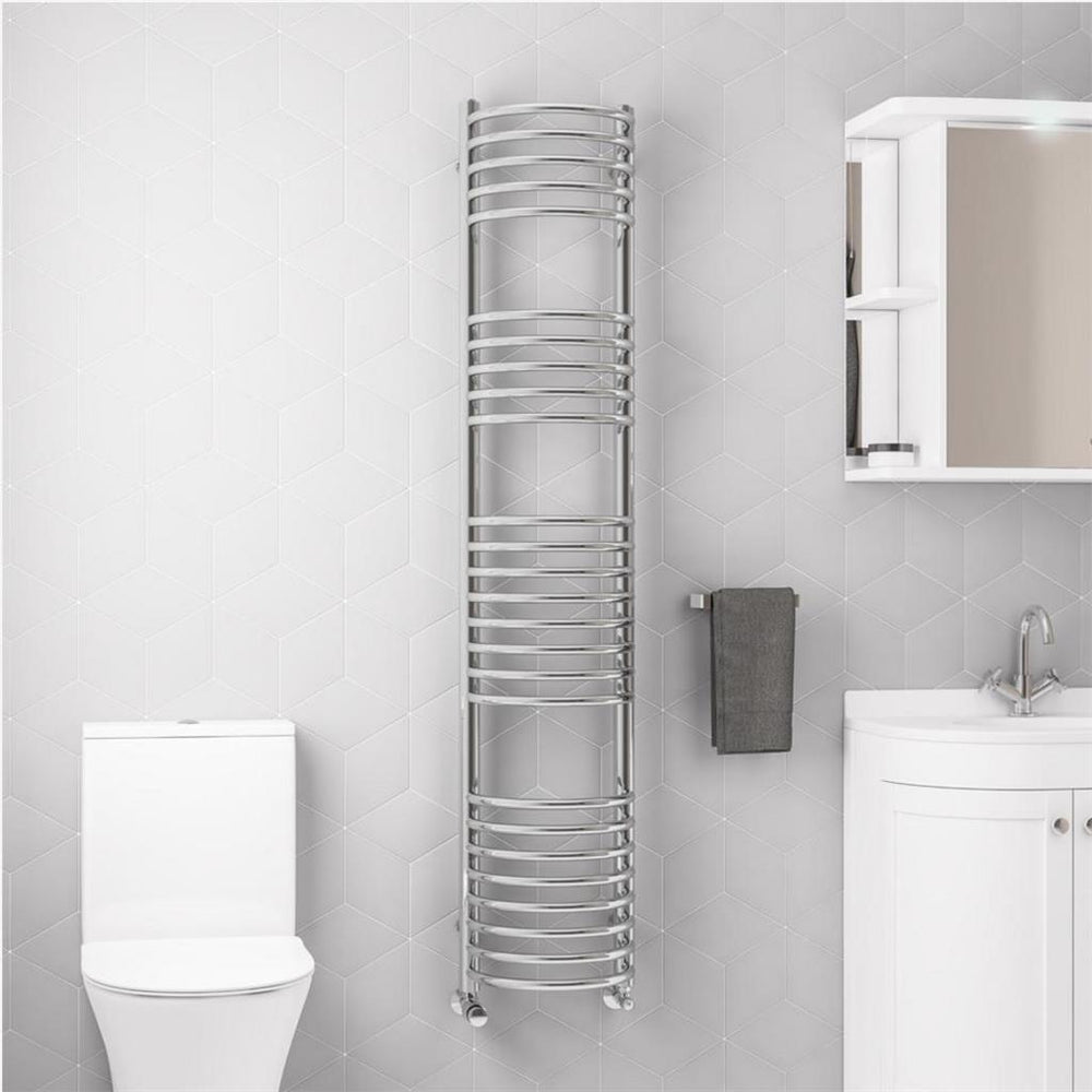 Eastbrook Mezzo Tondo Curved Designer Towel Radiator 1600mm x 320mm - Chrome - 41.0248 - TAP 'N' SHOWER
