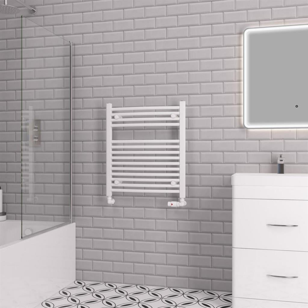 Eastbrook Biava 688mm x 600mm Curved Ladder Towel Radiator - White - 41.0300 - TAP 'N' SHOWER