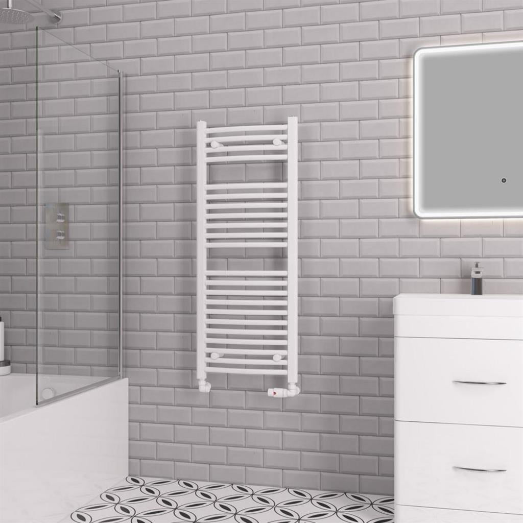 Eastbrook Biava 1118mm x 450mm Curved Ladder Towel Radiator - White - 41.0302 - TAP 'N' SHOWER