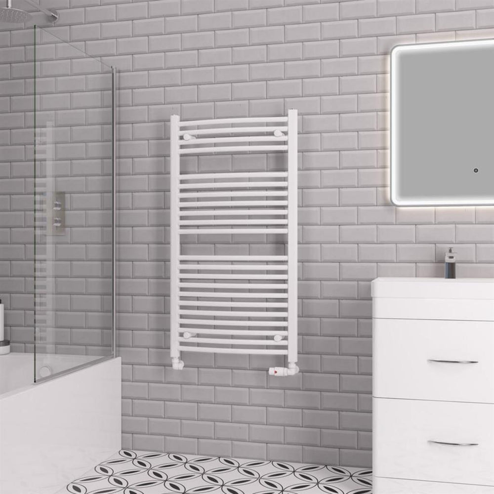 Eastbrook Biava 1118mm x 600mm Curved Ladder Towel Radiator - White - 41.0303 - TAP 'N' SHOWER