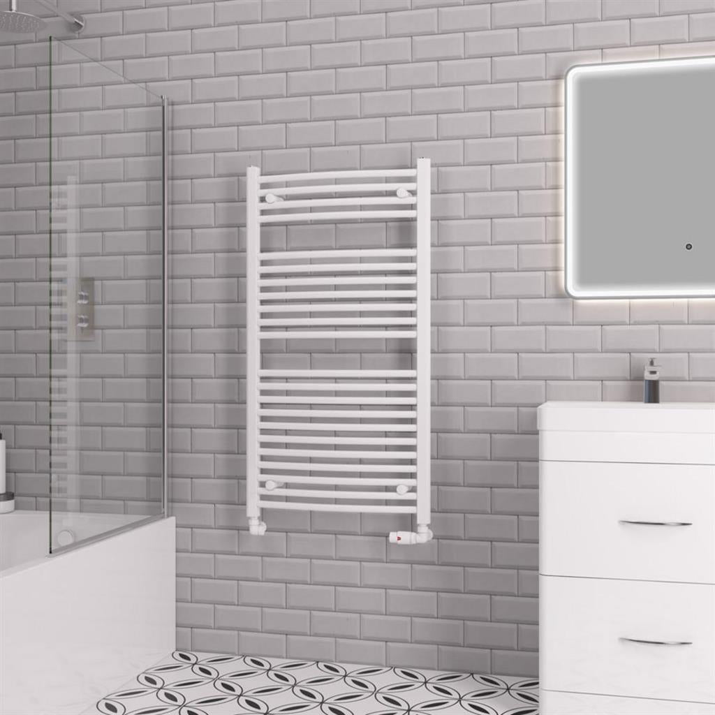Eastbrook Biava 1118mm x 600mm Curved Ladder Towel Radiator - White - 41.0303 - TAP 'N' SHOWER