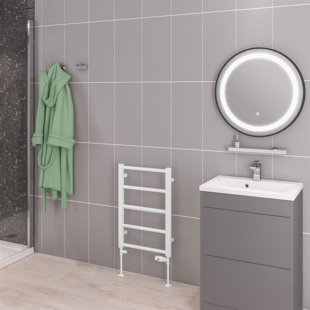 Eastbrook Tuscan Straight Ladder Towel Radiator 650mm x 450mm - White - 41.0314 - TAP 'N' SHOWER