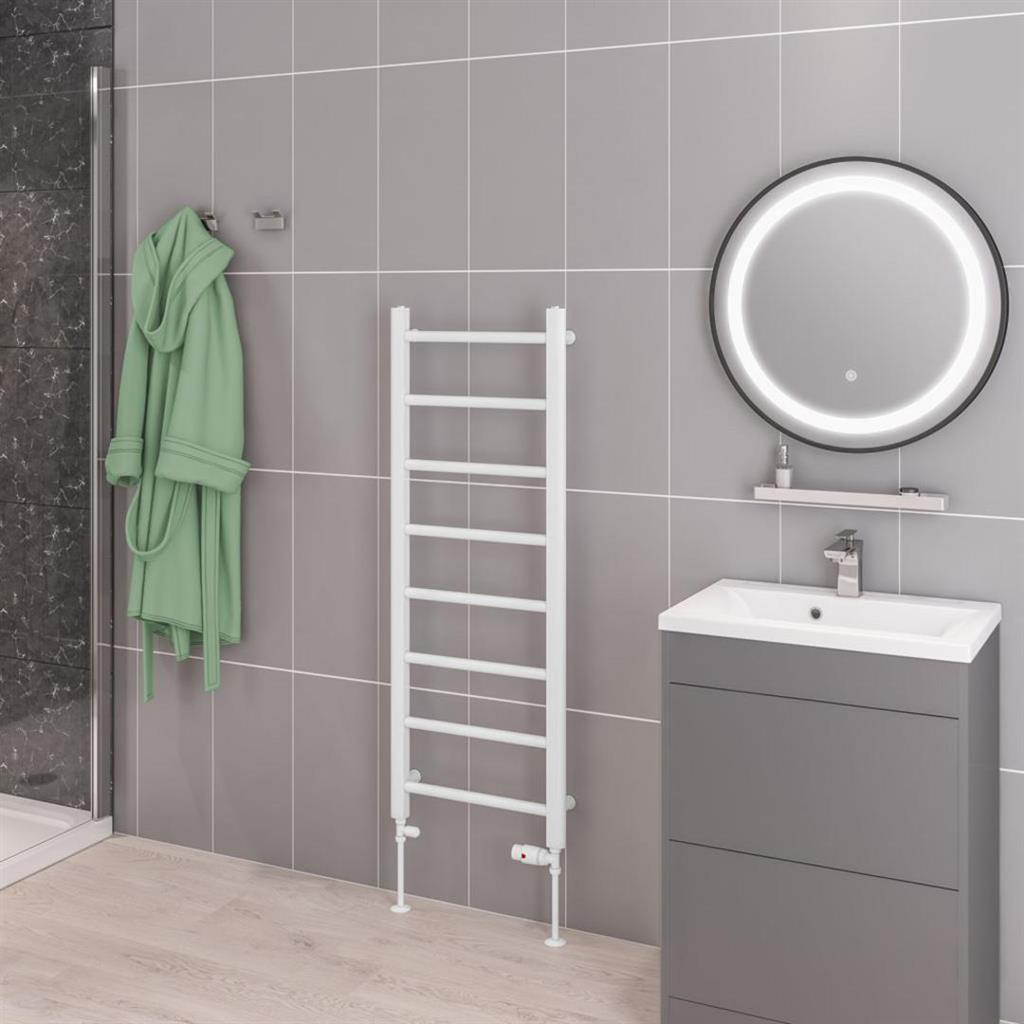 Eastbrook Tuscan Straight Ladder Towel Radiator 1200mm x 450mm - White - 41.0316 - TAP 'N' SHOWER