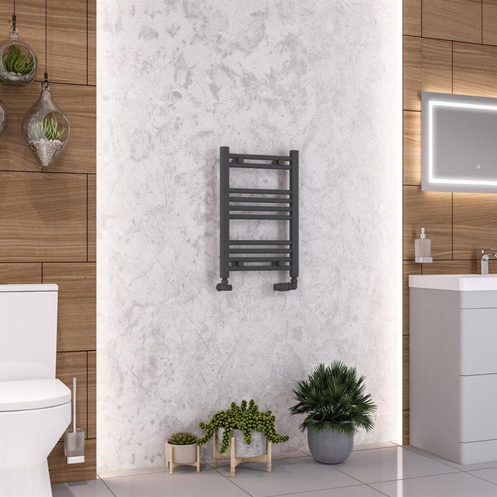 Eastbrook Wendover 600mm x 400mm Straight Ladder Towel Radiator - Matt Anthracite - 41.0320 - TAP 'N' SHOWER