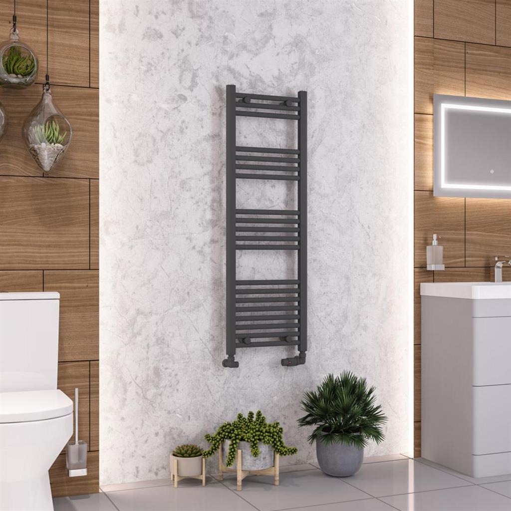 Eastbrook Wendover Straight Ladder Towel Radiator 1200mm x 400mm - Matt Anthracite - 41.0323 - TAP 'N' SHOWER