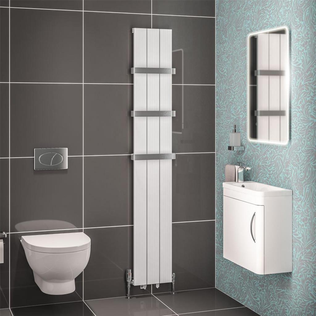 Eastbrook Mersey Aluminium Vertical Radiator 1800mm x 280mm - Matt White - 41.0449 - TAP 'N' SHOWER