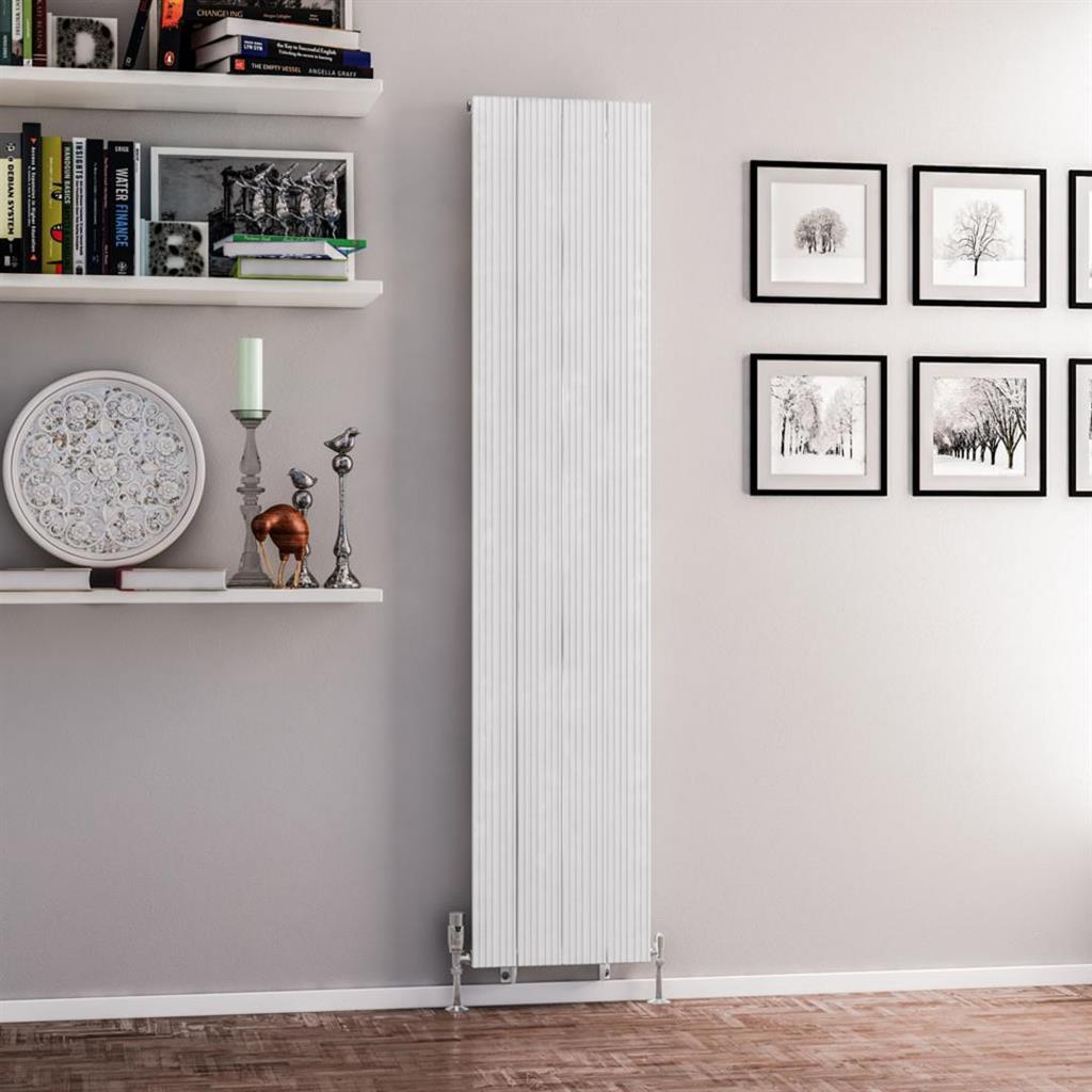 Eastbrook Mersey Aluminium Vertical Radiator 1800mm x 375mm - Matt White - 41.0450 - TAP 'N' SHOWER