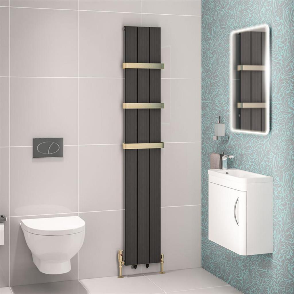 Eastbrook Mersey Aluminium Vertical Radiator 1800mm x 280mm - Matt Anthracite - 41.0454 - TAP 'N' SHOWER