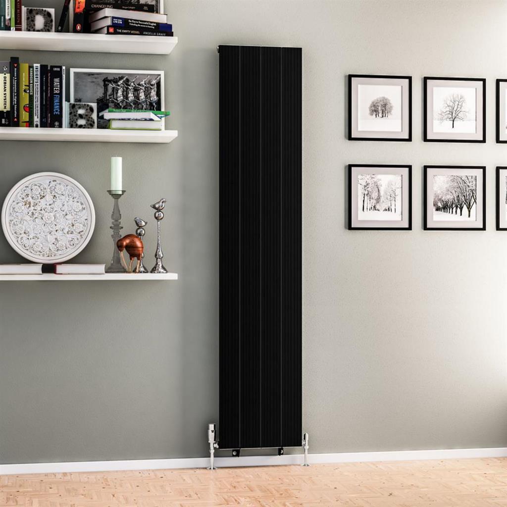 Eastbrook Mersey Aluminium Vertical Radiator 1800mm x 375mm - Matt Black - 41.0460 - TAP 'N' SHOWER