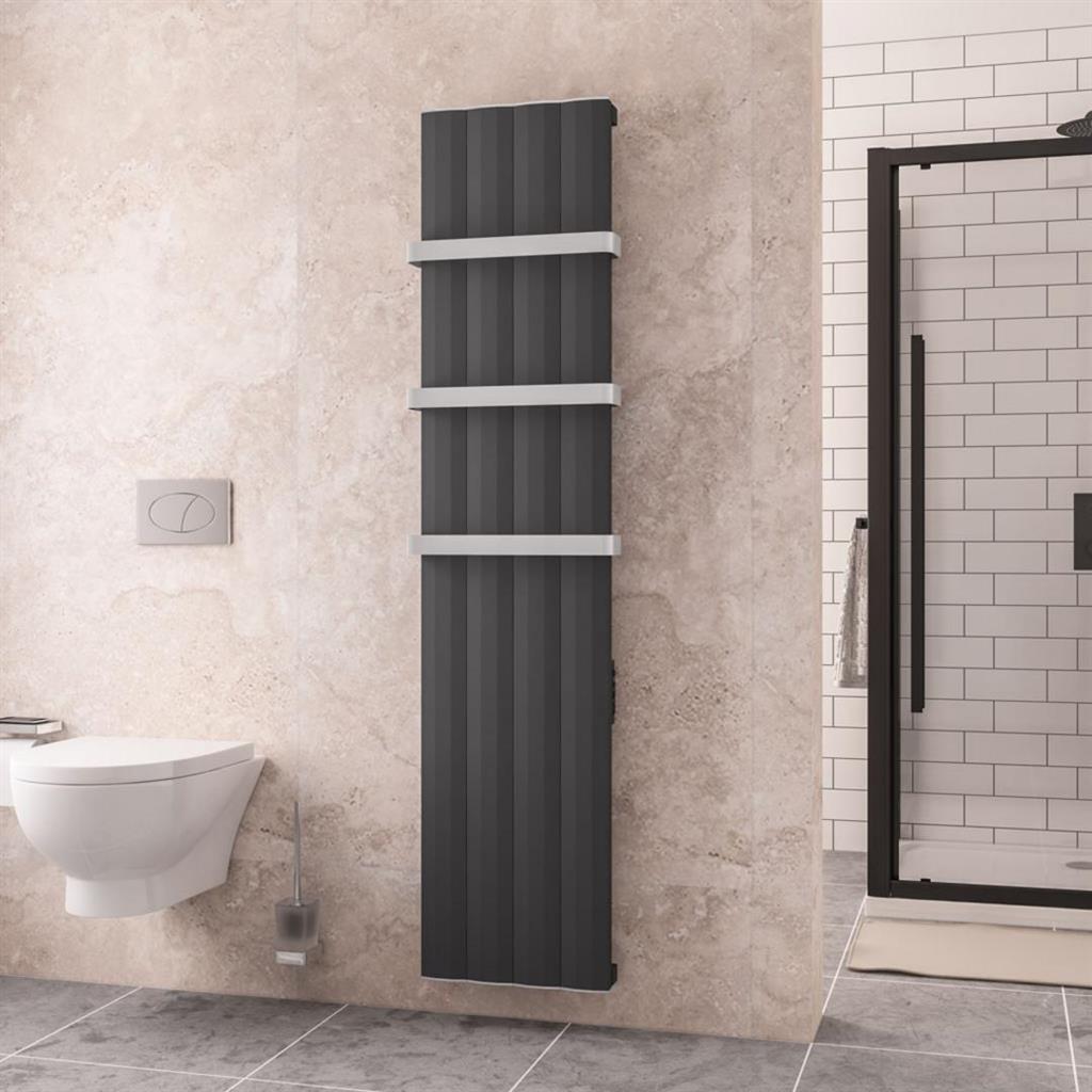 Eastbrook Derwent Dry Element Aluminium Vertical Radiator 1800mm x 404mm - Matt Anthracite - 41.0494 - TAP 'N' SHOWER