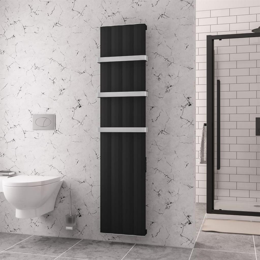 Eastbrook Derwent Dry Element Aluminium Vertical Radiator 1800mm x 404mm - Matt Black - 41.0498 - TAP 'N' SHOWER
