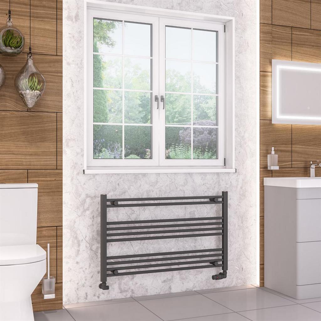 Eastbrook Wendove Straight Ladder Radiator 600mm x 1000mm - Matt Anthracite - 41.0633 - TAP 'N' SHOWER