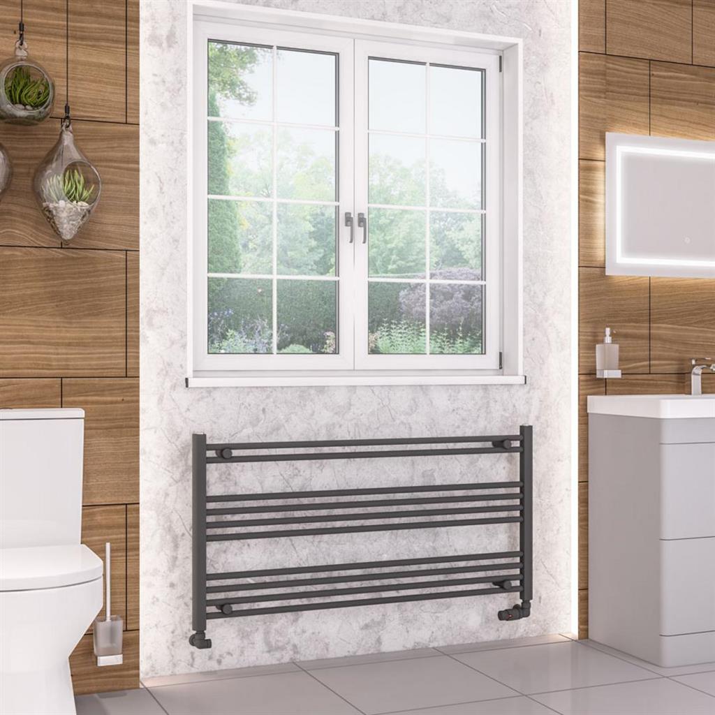Eastbrook Wendover Straight Ladder Radiator 600mm x 1200mm - Matt Anthracite - 41.0634 - TAP 'N' SHOWER