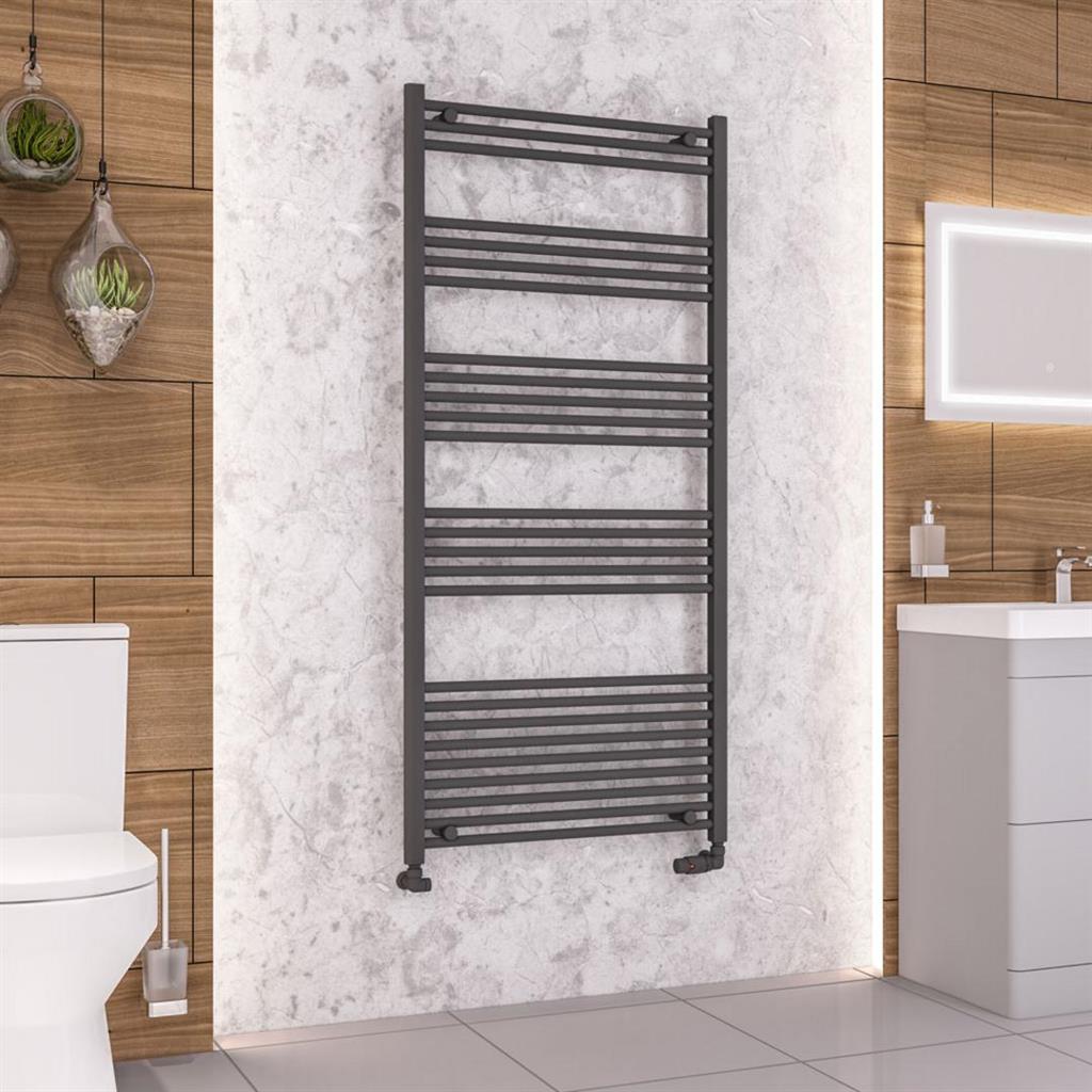 Eastbrook Wendover Straight Ladder Radiator 1600mm x 750mm - Matt Anthracite - 41.0656 - TAP 'N' SHOWER
