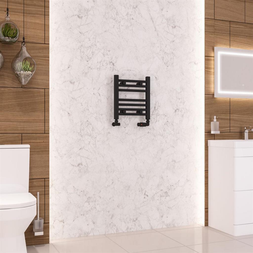 Eastbrook Wendover Straight Ladder Radiator 360mm x 400mm - Matt Black - 41.0660 - TAP 'N' SHOWER