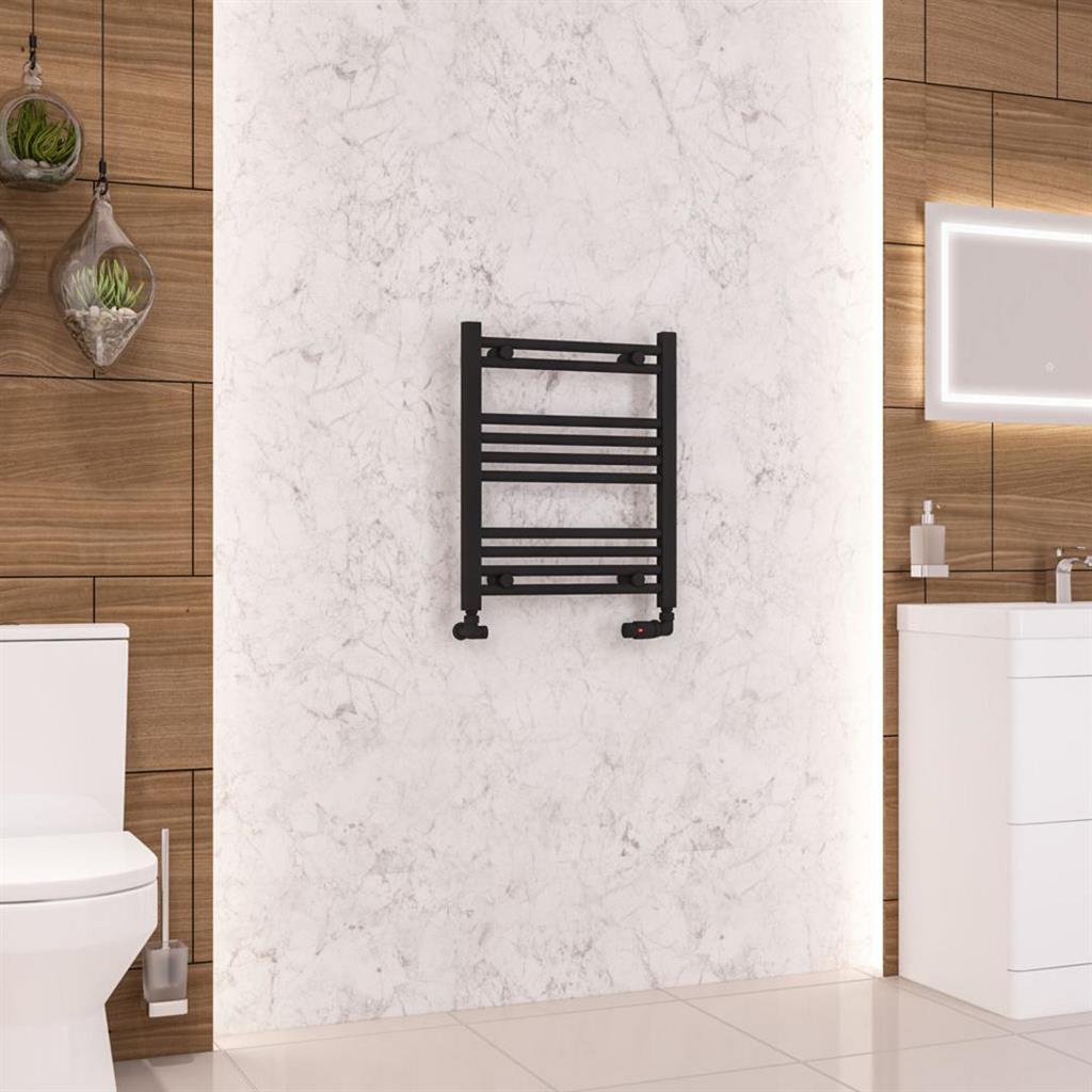 Eastbrook Wendover Straight Ladder Radiator 600mm x 500mm - Matt Black - 41.0663 - TAP 'N' SHOWER