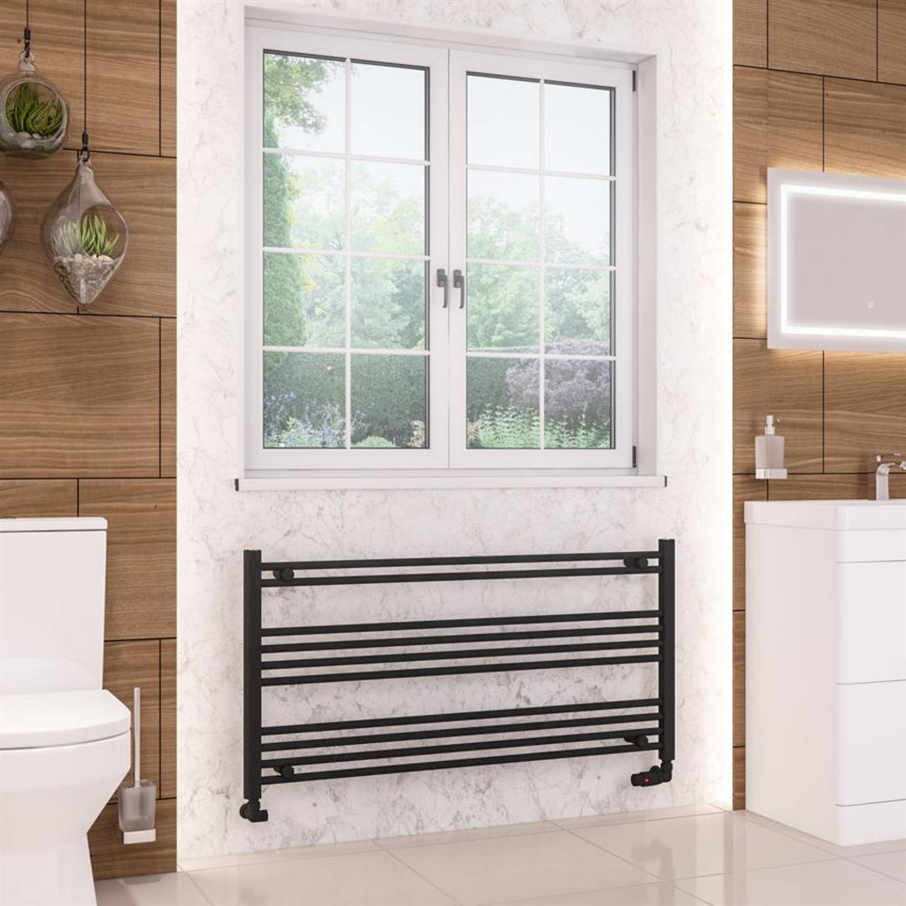 Eastbrook Wendover Straight Ladder Radiator 600mm x 1200mm - Matt Black - 41.0667 - TAP 'N' SHOWER