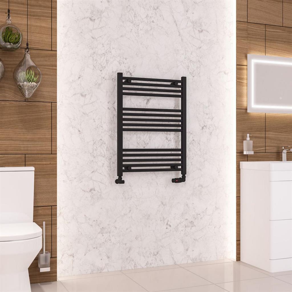 Eastbrook Wendover Straight Ladder Radiator 800mm x 600mm - Matt Black - 41.0671 - TAP 'N' SHOWER