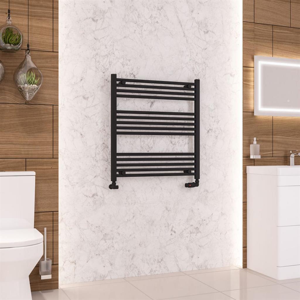 Eastbrook Wendover Straight Ladder Radiator 800mm x 750mm - Matt Black - 41.0672 - TAP 'N' SHOWER