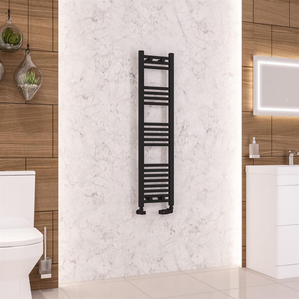 Eastbrook Wendover Straight Ladder Radiator 1200mm x 300mm - Matt Black - 41.0678 - TAP 'N' SHOWER