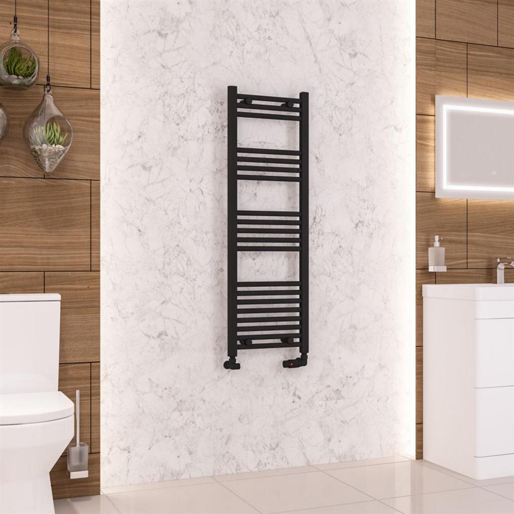 Eastbrook Wendover Straight Ladder Radiator 1200mm x 400mm - Matt Black - 41.0679 - TAP 'N' SHOWER
