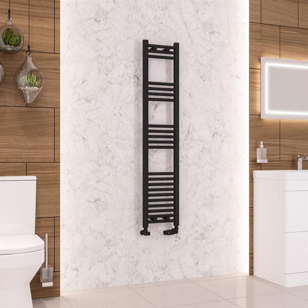 Eastbrook Wendover Straight Ladder Radiator 1400mm x 300mm - Matt Black - 41.0683 - TAP 'N' SHOWER