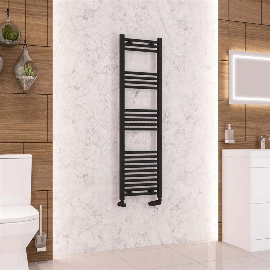 Eastbrook WendoverStraight Ladder Radiator 1400mm x 400mm - Matt Black - 41.0684 - TAP 'N' SHOWER