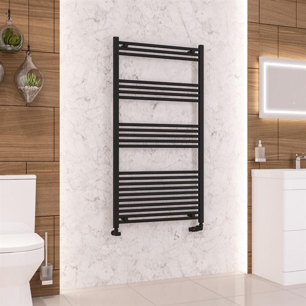 Eastbrook Wendover Straight Ladder Radiator 1400mm x 750mm - Matt Black - 41.0687 - TAP 'N' SHOWER