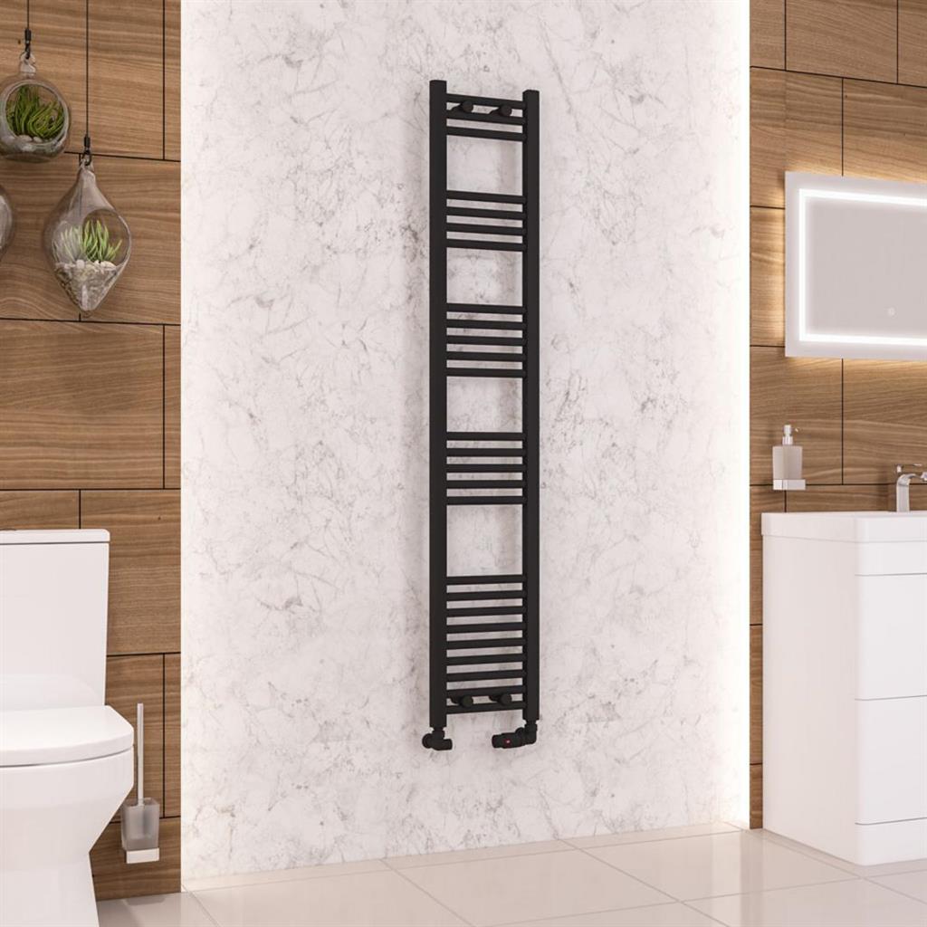 Eastbrook Wendover Straight Ladder Radiator 1600mm x 300mm - Matt Black - 41.0688 - TAP 'N' SHOWER