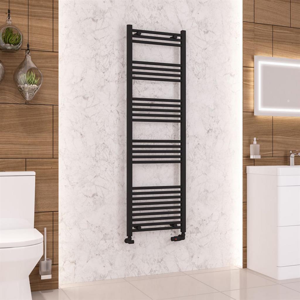 Eastbrook Wendover Straight Ladder Radiator 1600mm x 500mm - Matt Black - 41.0690 - TAP 'N' SHOWER