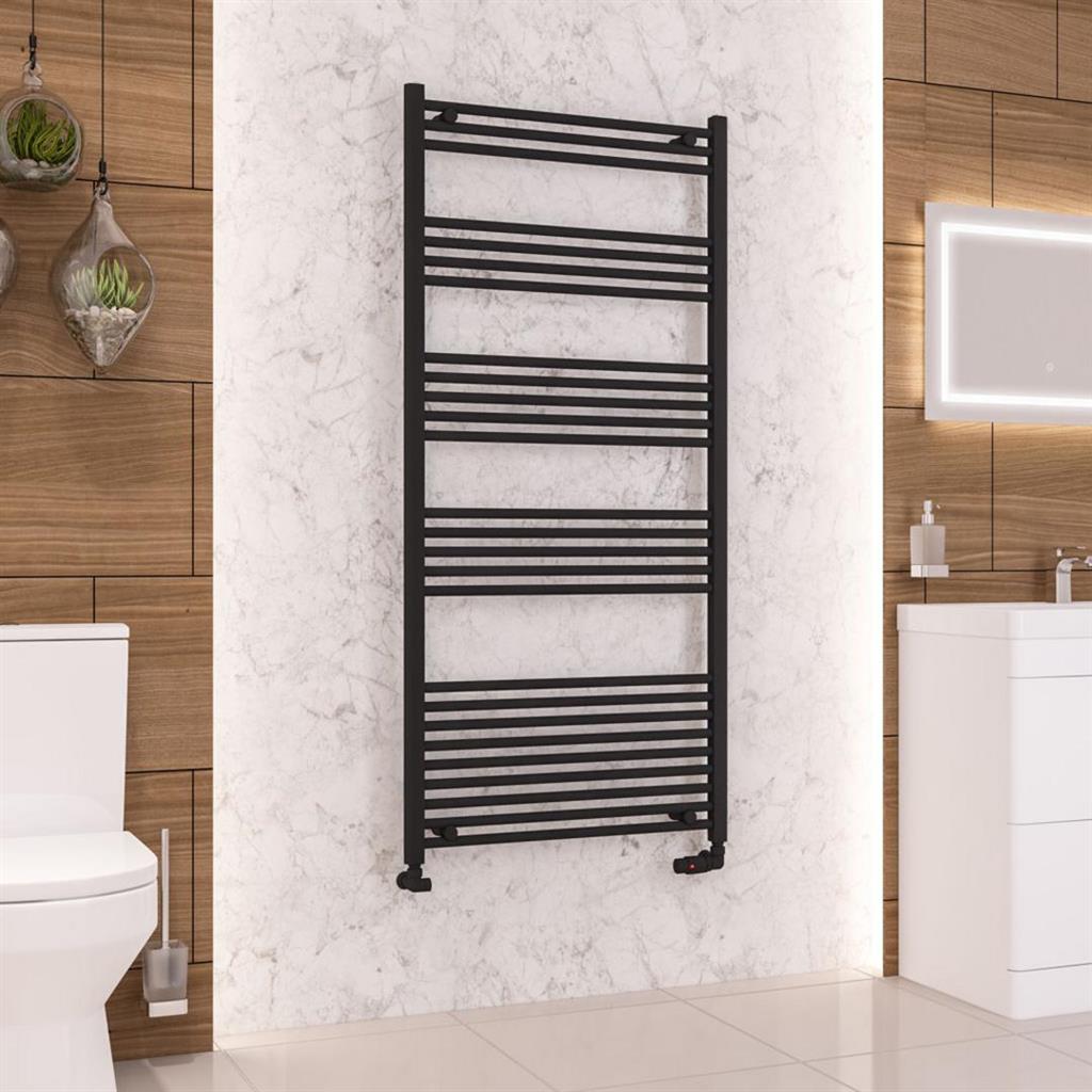 Eastbrook Wendover Straight Ladder Radiator 1600mm x 750mm - Matt Black - 41.0692 - TAP 'N' SHOWER