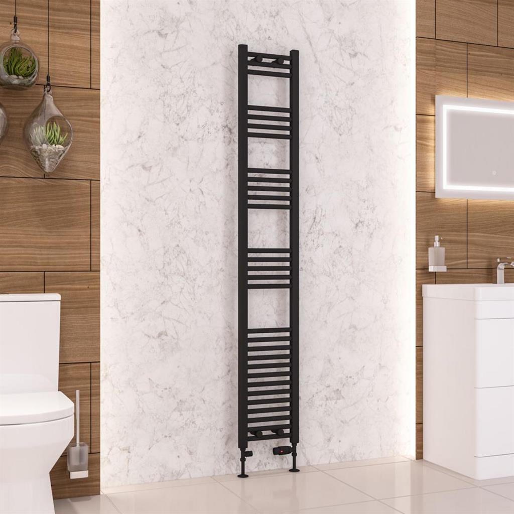 Eastbrook Wendover Straight Ladder Radiator 1800mm x 300mm - Matt Black - 41.0693 - TAP 'N' SHOWER