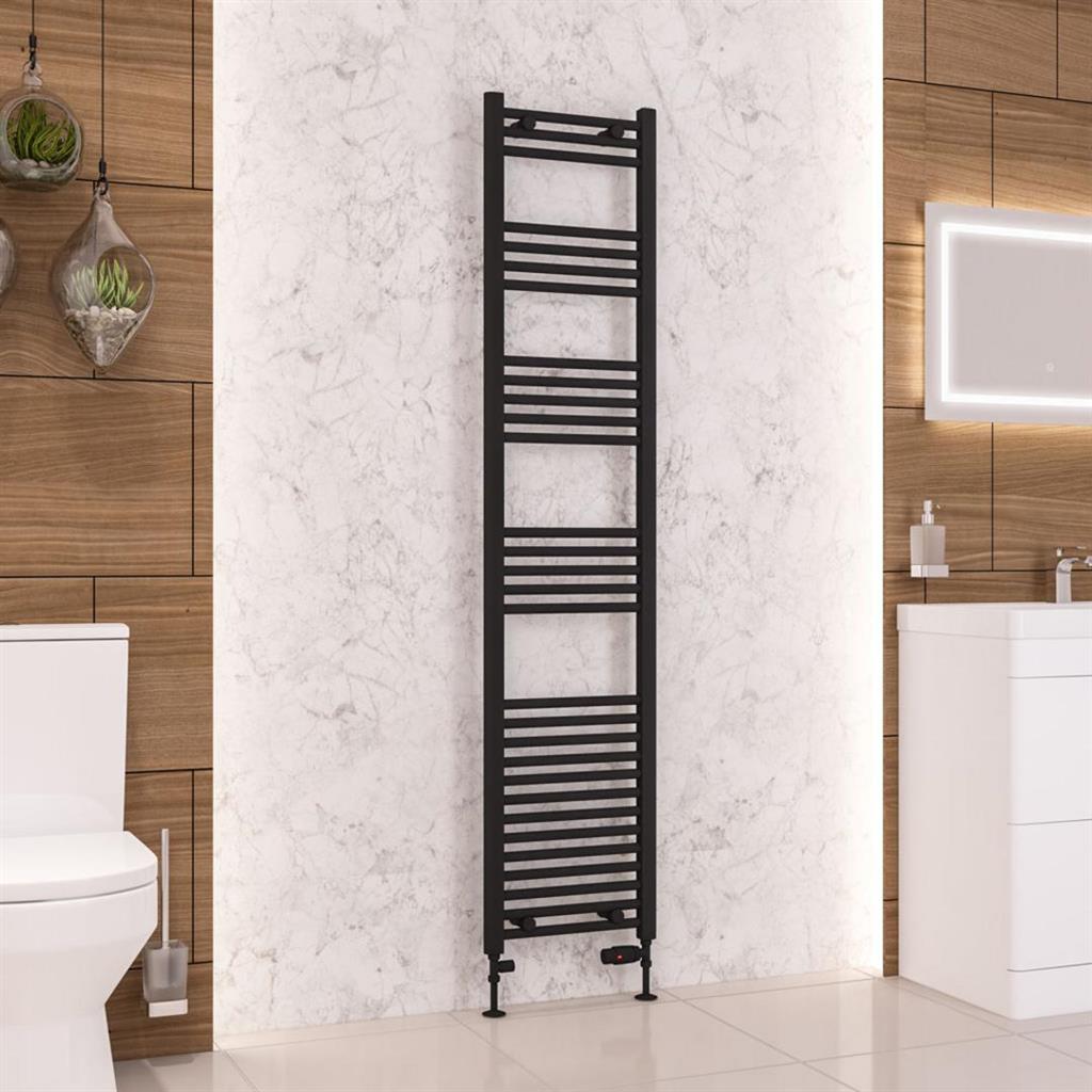 Eastbrook Wendover Straight Ladder Radiator 1800mm x 400mm - Matt Black - 41.0694 - TAP 'N' SHOWER