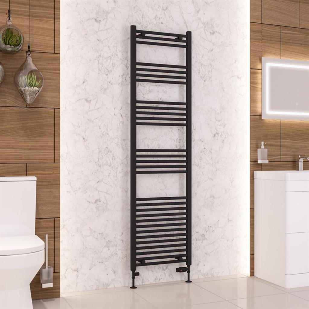 Eastbrook Wendover Straight Ladder Radiator 1800mm x 500mm - Matt Black - 41.0695 - TAP 'N' SHOWER