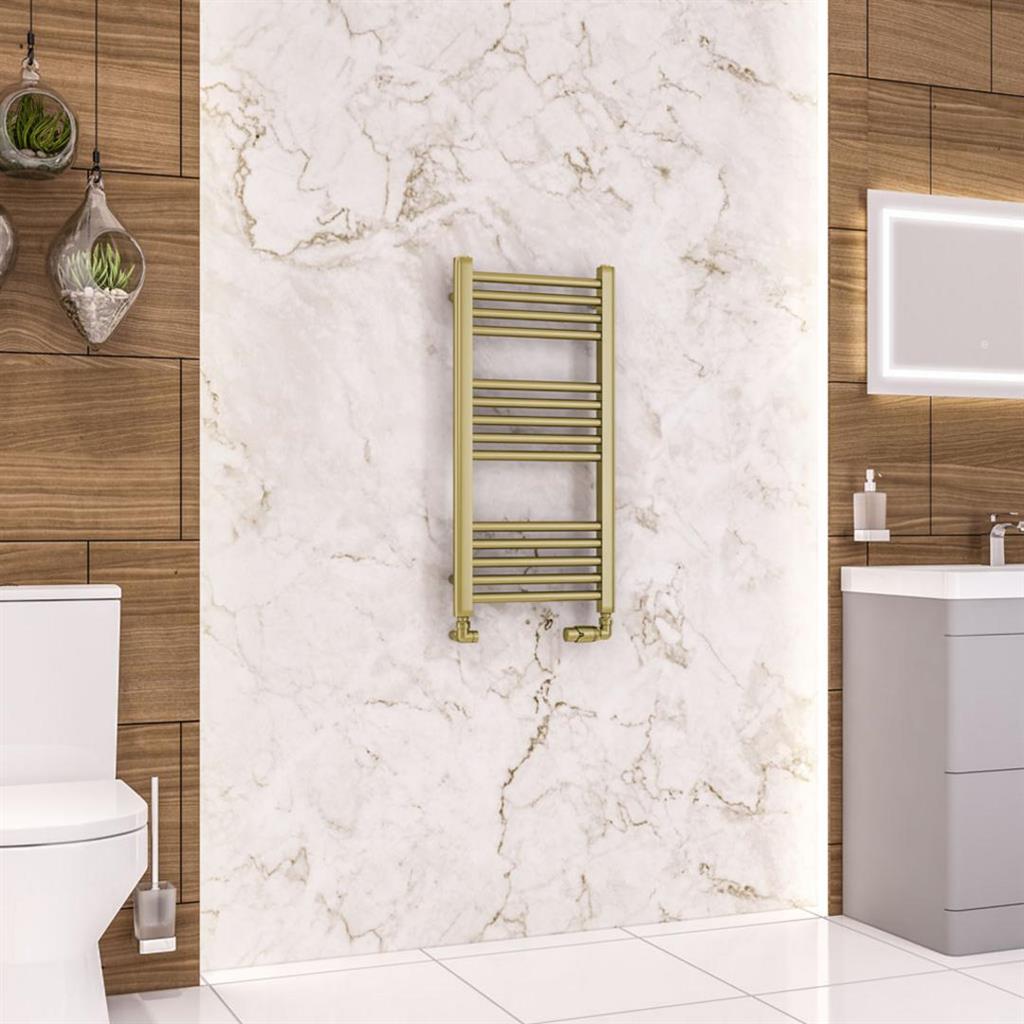 Eastbrook Wendover Straight Ladder Radiator 800mm x 400mm - Brushed Brass - 41.0701 - TAP 'N' SHOWER