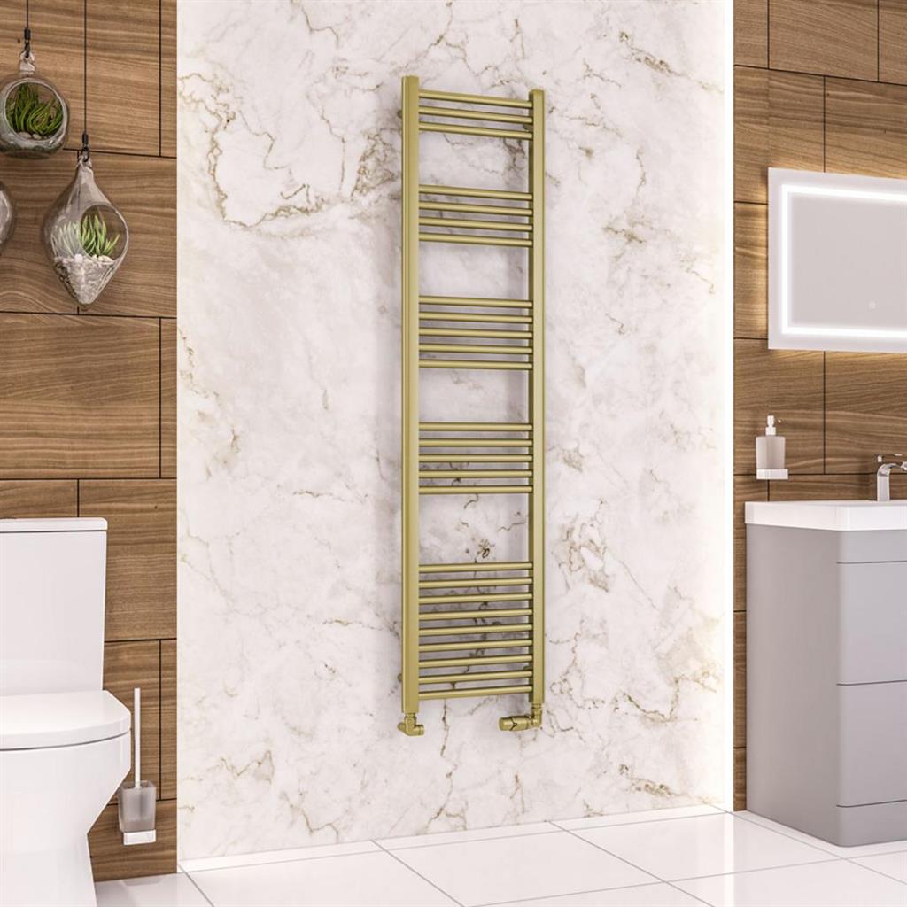 Eastbrook Wendover Straight Ladder Radiator 1600mm x 400mm - Brushed Brass - 41.0707 - TAP 'N' SHOWER