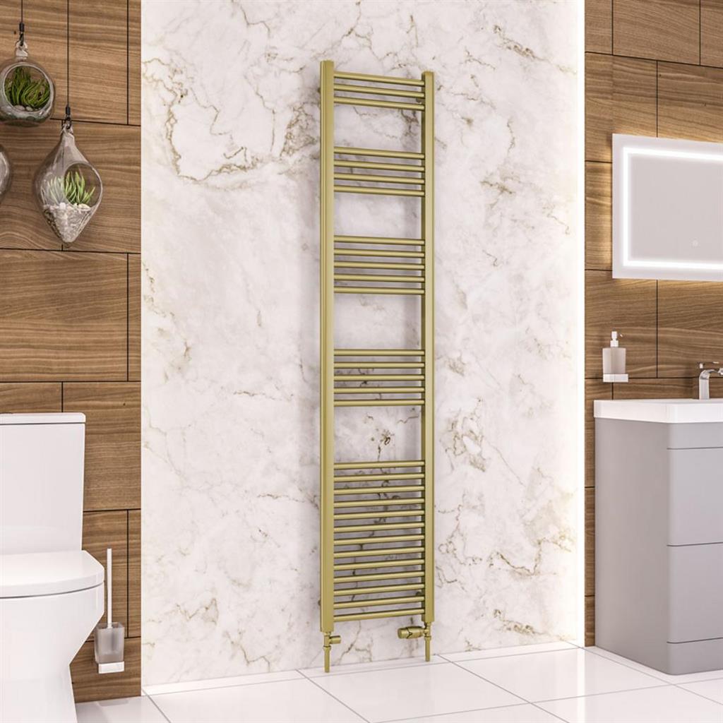 Eastbrook Wendover Straight Ladder Radiator 1800mm x 400mm - Brushed Brass - 41.0708 - TAP 'N' SHOWER