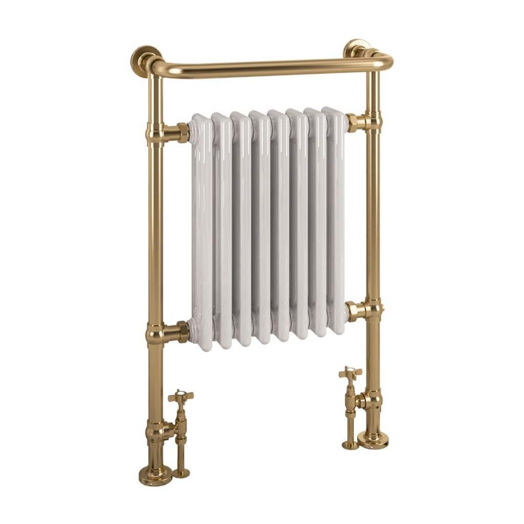 Eastbrook Isbourne Traditional Radiator 940mm x 600mm - Brushed Brass / White - 41.0709 - TAP 'N' SHOWER