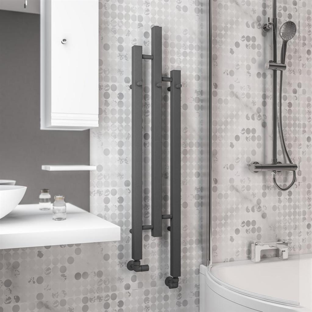 Eastbrook Conwy Designer Radiator 1200mm x 220mm - Matt Anthracite - 41.0712 - TAP 'N' SHOWER