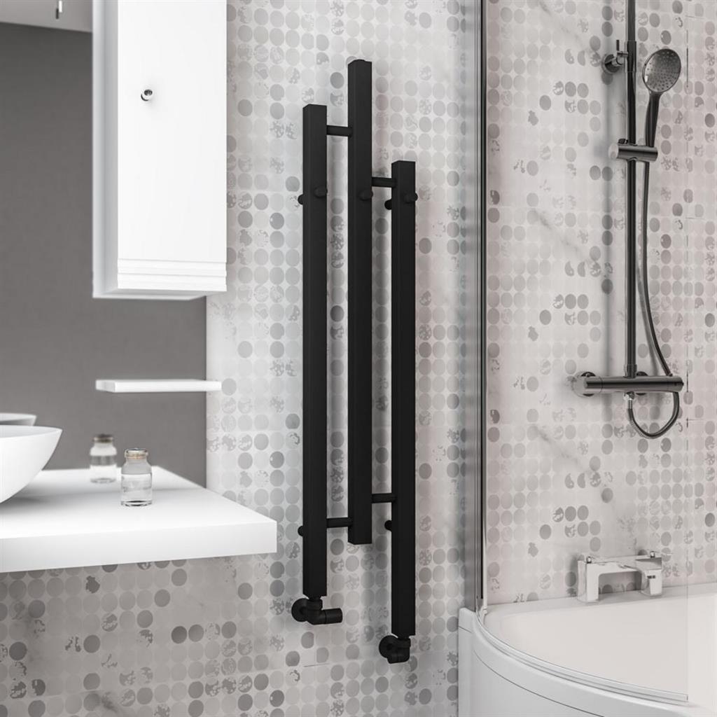 Eastbrook Conwy Designer Radiator 1200mm x 220mm - Matt Black - 41.0713 - TAP 'N' SHOWER