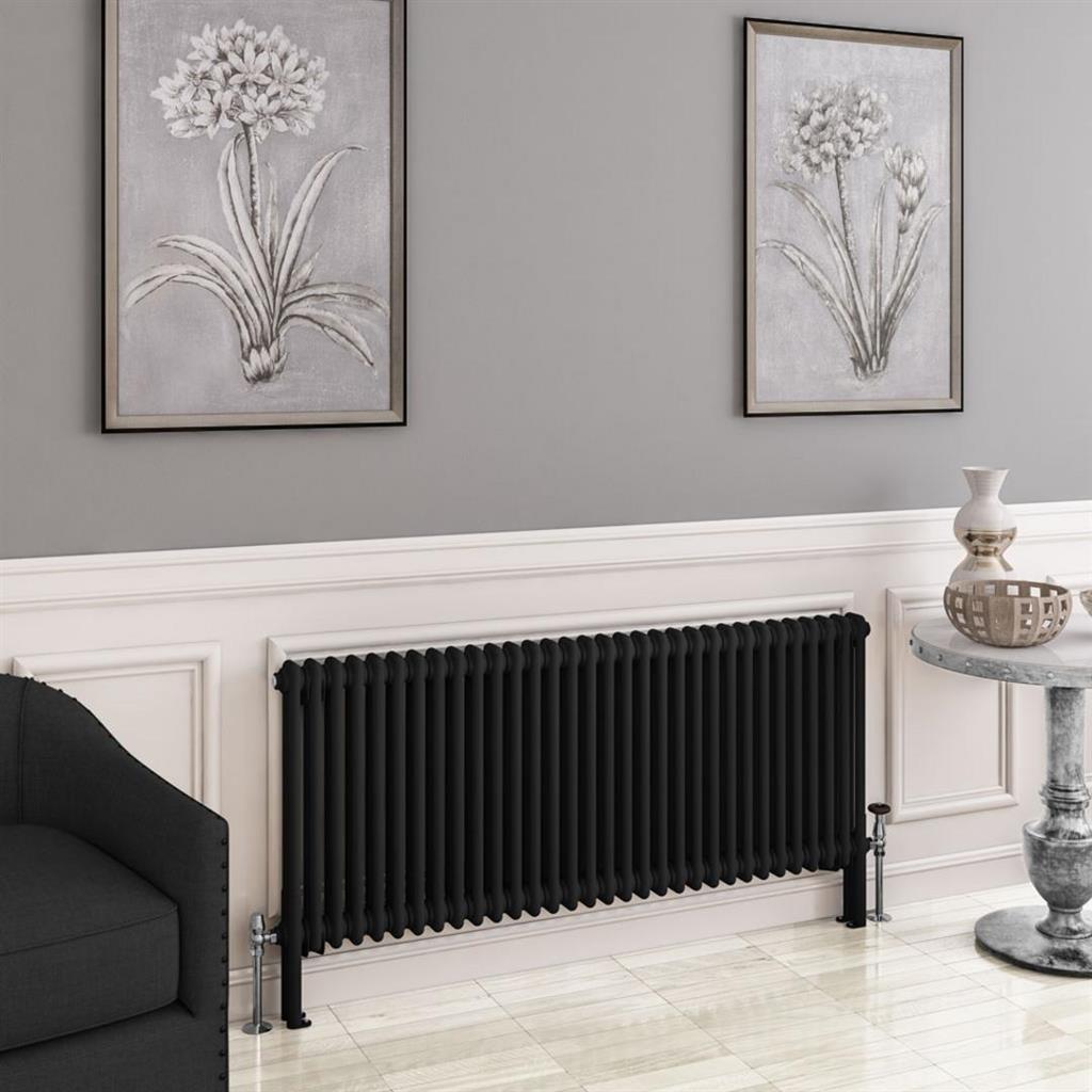 Eastbrook Imperia 2 Column Horizontal Radiator 600mm x 1460mm - Matt Black - 41.0759 - TAP 'N' SHOWER