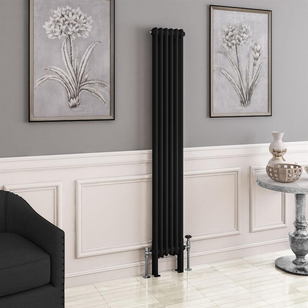 Eastbrook Imperia 2 Column Horizontal Radiator 1800mm x 290mm - Matt Black - 41.0760 - TAP 'N' SHOWER