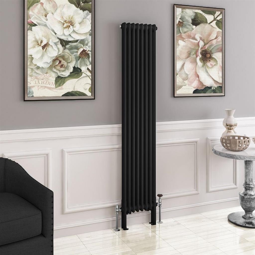 Eastbrook Imperia 2 Column Horizontal Radiator 1800mm x 380mm - Matt Black - 41.0761 - TAP 'N' SHOWER
