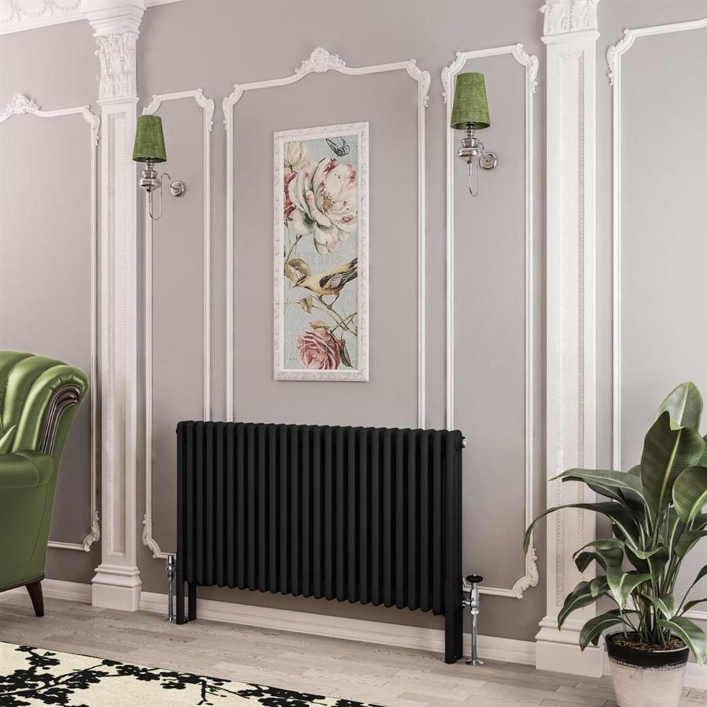 Eastbrook Imperia 3 Column Horizontal Radiator 600mm x 1145mm - Matt Black - 41.0773 - TAP 'N' SHOWER