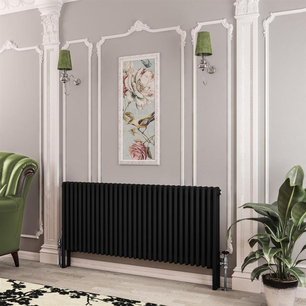 Eastbrook Imperia 3 Column Horizontal Radiator 600mm x 1460mm - Matt Black - 41.0774 - TAP 'N' SHOWER