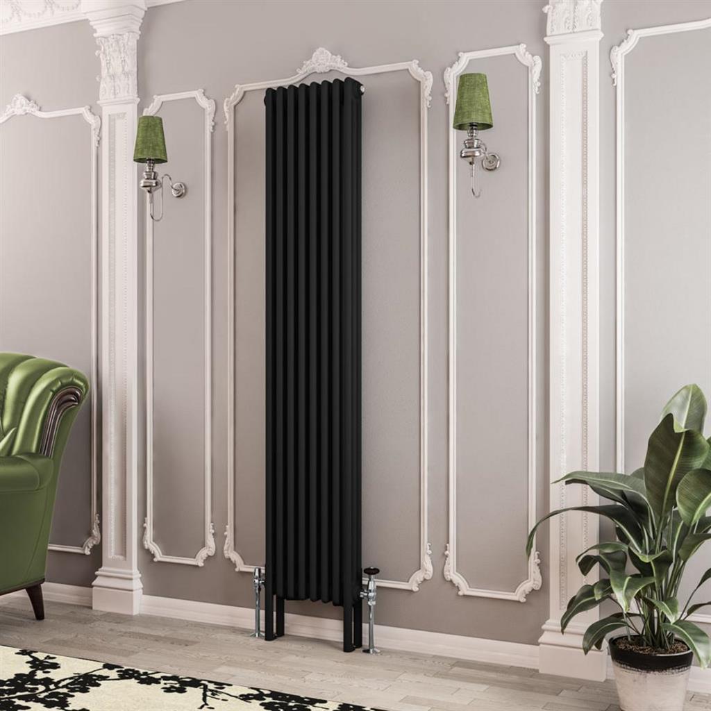 Eastbrook Imperia 3 Column Vertical Radiator 1800mm x 380mm - Matt Black - 41.0776 - TAP 'N' SHOWER