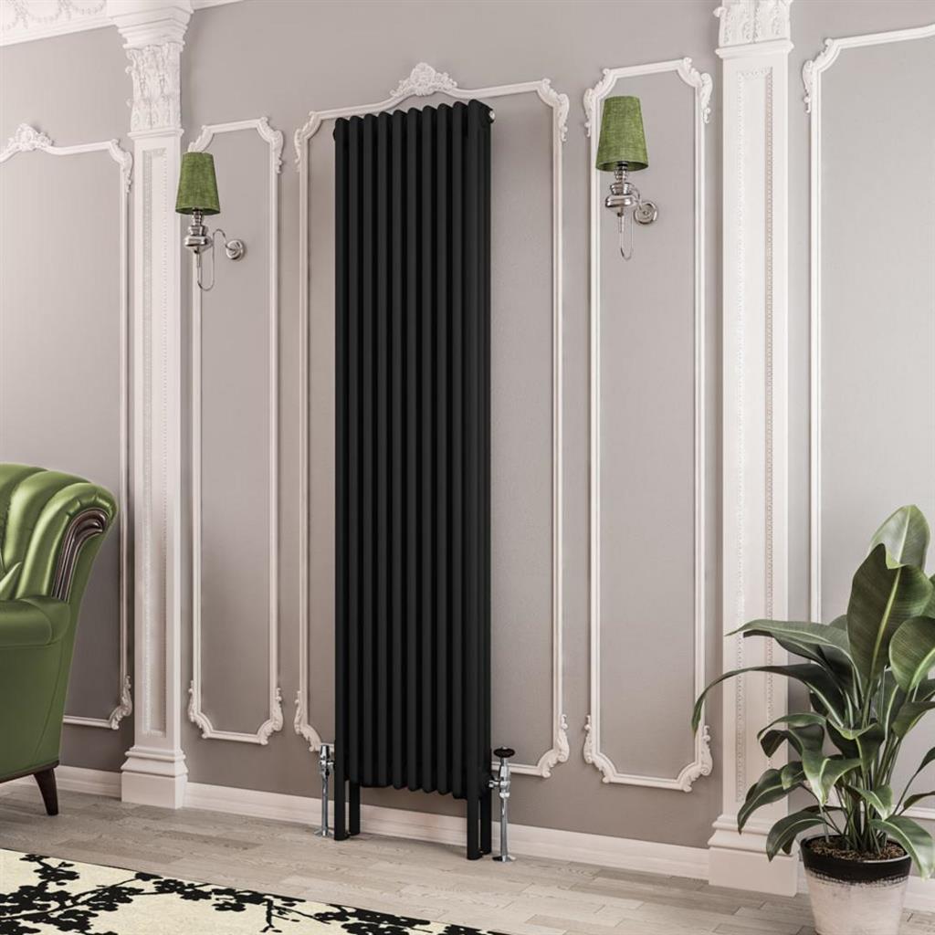 Eastbrook Imperia 3 Column Vertical Radiator 1800mm x 470mm - Matt Black - 41.0777 - TAP 'N' SHOWER
