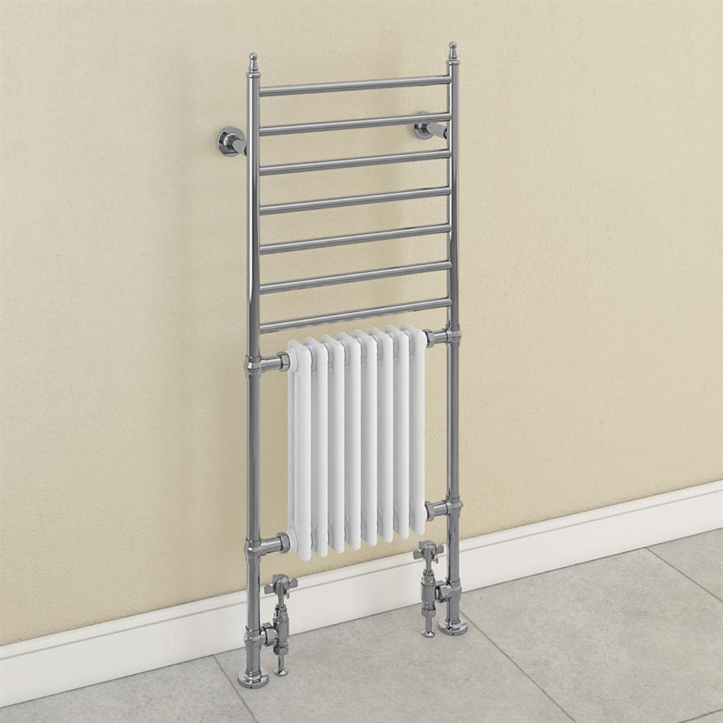 Eastbrook Thames Traditional Radiator 1444mm x 630mm - Chrome / White - 41.1004 - TAP 'N' SHOWER