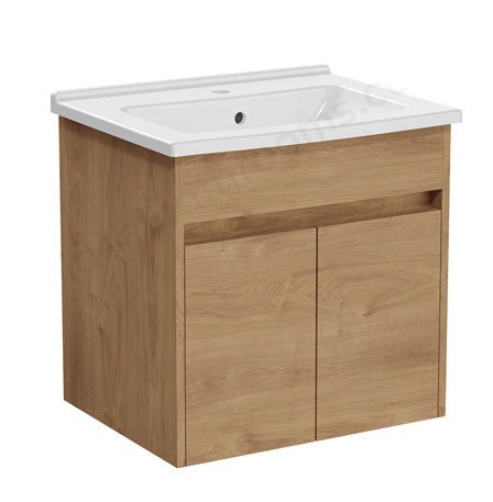 VitrA S50+ Vanity Unit w Doors 600mm - Golden Oak - 71985 - TAP 'N' SHOWER