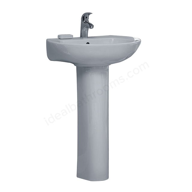 Oakham Ocean 2 Tap Holes Basin with Full Pedestal 560mm - White - TAP 'N' SHOWER